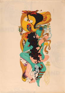 Hapshash-style poster possible Oz mag prototype: 'Chevalier des eprees' Hapshash-style poster Possibly a prototype for the poster insert for Oz magazine no. 4, original silkscreen print. Measures approx. 33 x 23 inch. (84 x 58 cm) Upon bidding