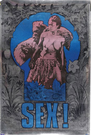 Martin Sharp Sex psychedelic poster: Martin Sharp SEX poster Metallic poster designed by Sharp and printed by