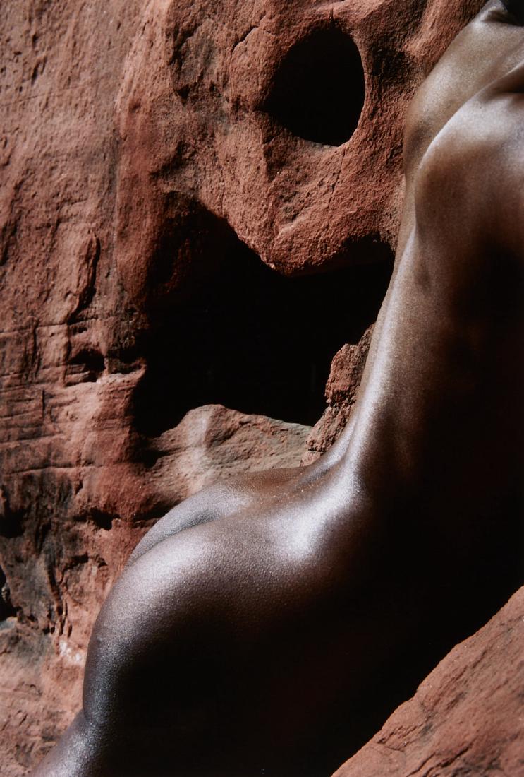 LUCIEN CLERGUE (1934–2014): Nude, Red Rock Canyon 1985 Cibachrome 43,5 x 30,5 cm Signed by the photographer in ink in the margin, signed and annotated by him on the reverse, edition of 50