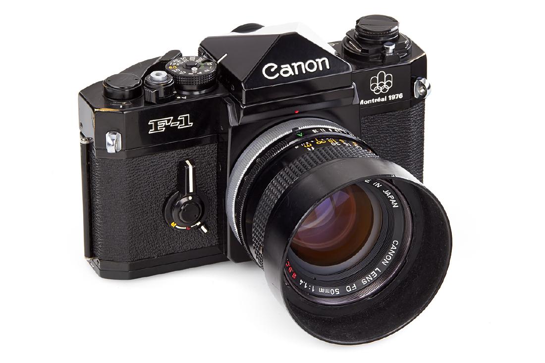 Canon F-1 Montreal, 1976, no. 291156: special edition for the Olympics 1976 in excellent working order with Canon FD 1.4/50mm S.S.C. no.856634 (hood) The buyers premium for all items exported out of E.C. (European Community) is 25%. For i