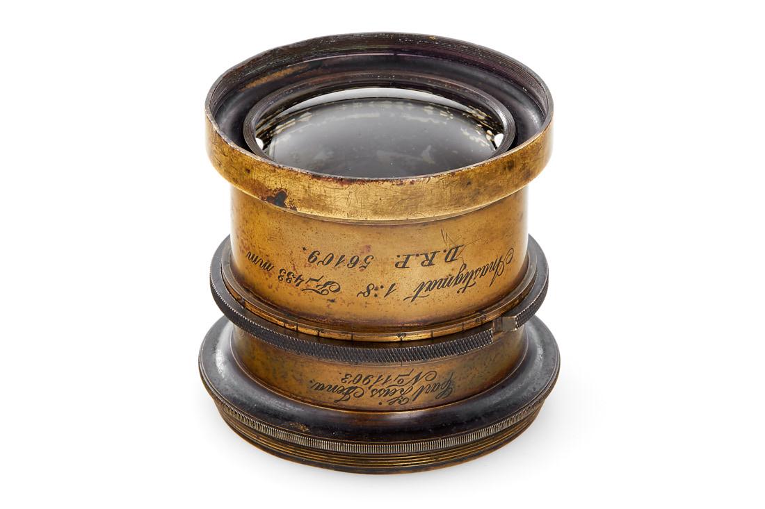 Carl Zeiss Jena Anastigmat 8/433mm, 1895, no. 11903: Early and rare Zeiss lens, with iris diaphragm, in fine condition (small dents in the barrel), working iris diaphragm, good optics (slight cleaning marks and scratches, no affect on pictures), total h