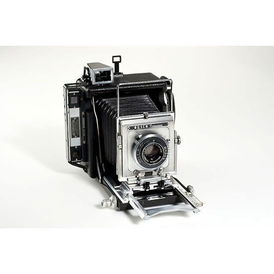 Busch Camera Corp. Pressman: 2 1/4 x 3 1/4", similar to Century Graphic, coupled Hugo Meyer rangefinder, Wollensak Raptar 4.5/101mm no.724936 (no. 4R, c.1960, condition A/B)