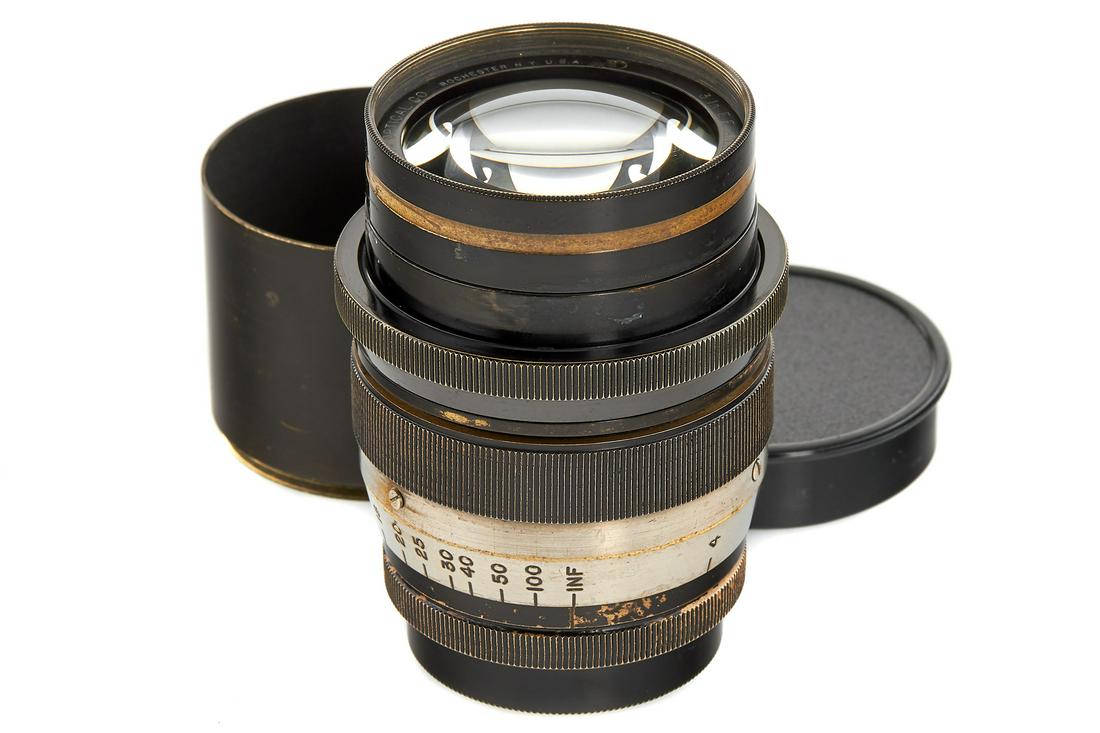 Bausch & Lomb f. Leica M39 Anastigmat 2/3" (76mm) *: Very Rare, Fast Portrait Lens In Original, Rangefinder-Coupled M39 Mount, Heavy Brass Construction, Very Good Optics With Only Few Hairline Marks, With Matching Brass HoodThe Buyers Premium For All It