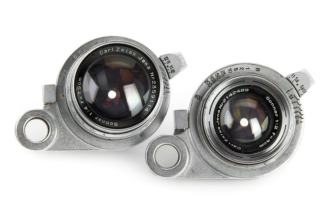 Carl Zeiss Jena f. Tenax II lenses for German Marine: Two Original German Marine Lenses For Tenax Ii: Sonnar 2/4Cm No.2142489 (Engraved On The Rear With 'M199' And Sonnar 4/7.5Cm No.2359114 (Engraved On The Rear With 'M278'), Both In Excellent Condition 