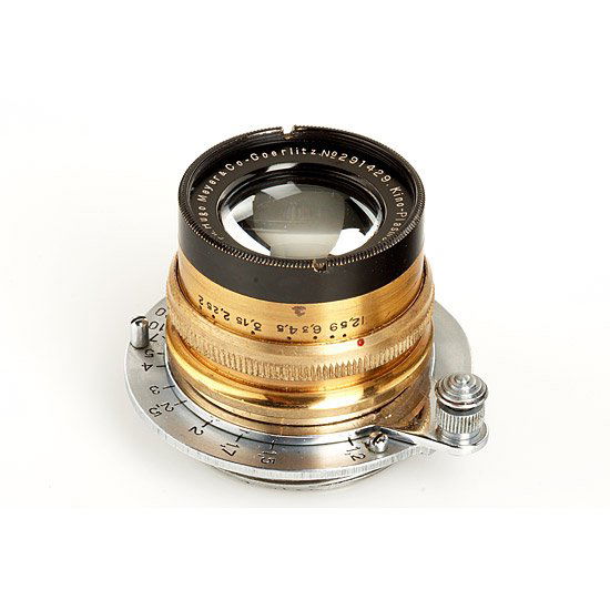 For Leica: Hugo Meyer Kino-Plasmat 2/4.2cm: very rare brass 4.2cm Kino-Plasmat, adapted with rangefinder coupled M39 screw mount, clean lenses (Serial. no. 291429, c.1924, Condition: B+)