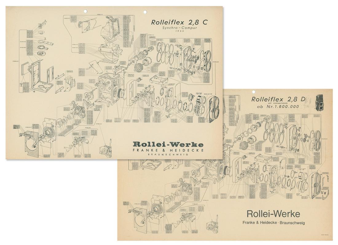 Rolleiflex 2.8C and 2.8D exploded view (1 of 5)