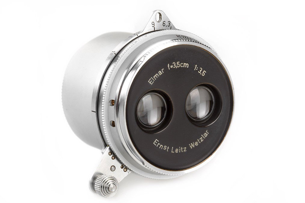 Stereo-Elmar 3.5/3.5cm: very rare and early un-numbered Stereo Elmar OWENO 3.5/3.5cm in near mint condition, a similar lens is illustrated in Lager Vol.III page 278, rear cap