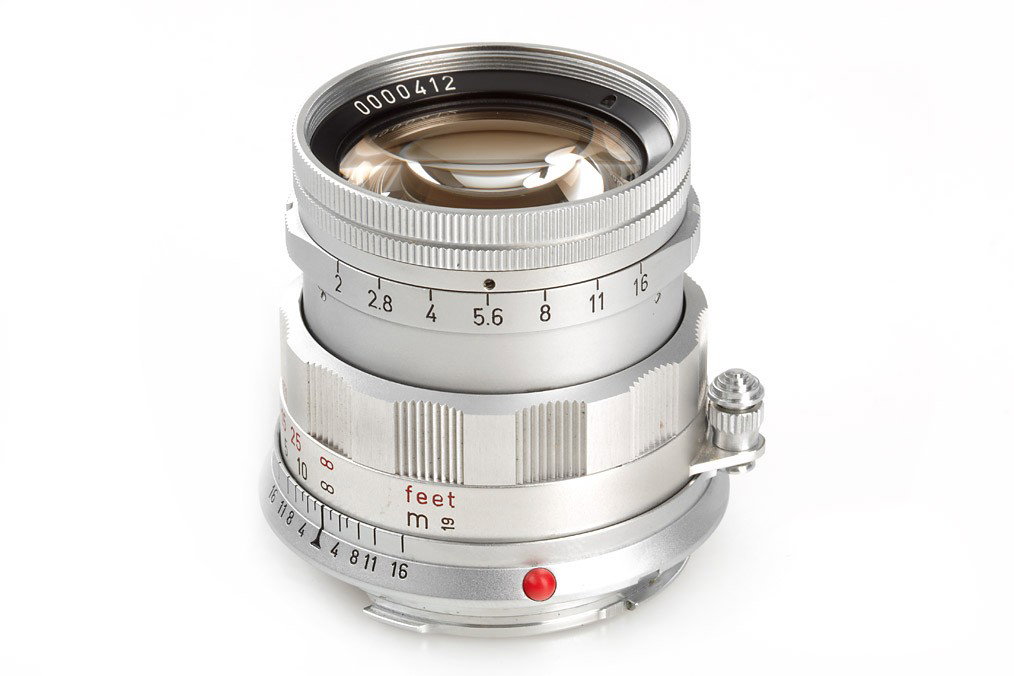 Summicron 2/5cm 'Prototype': prototype of the rigid Summicron in M-mount, front ring engraved 'B 666a 1:2/5cm 0000412', no internal engraving, keeper, from a batch of 3 lenses (411-413) with new optical design from 1960 (delivery