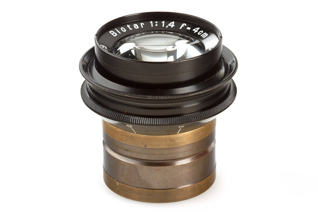 Carl Zeiss Jena Biotar 1.4/4cm: very rare black painted brass Biotar in near mint condition with good optics, only 362 lenses produced, cine mount