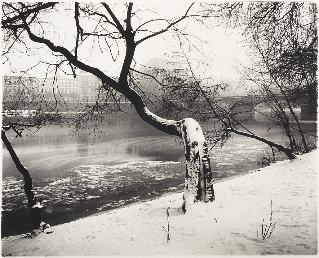 Josef Sudek, Moldau with National Theater: Josef Sudek (1896–1976), Moldau with National Theater, Prague c. 1948. 8.9 x 10.9 inches, signed and dated »1946-48« by the photographer in ink in the margin, annotated in an unidentified hand in 