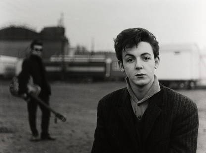 ASTRID KIRCHHERR (1938-2020) Paul McCartney, Germany 1960 : Gelatin silver print, printed in the 1990s 29,8 x 39,8 cm Signed by the photographer in pencil on the reverse