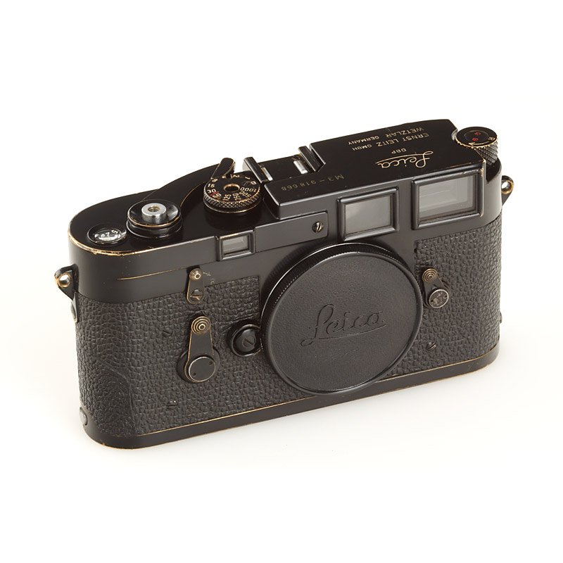 M3 Black Paint , SN: 918668, 1958: very rare, early black paint double-stroke M3 body with black counter, in very nice, fully original and working condition, never repainted or restored (some repair on leather covering, hand-engraved '