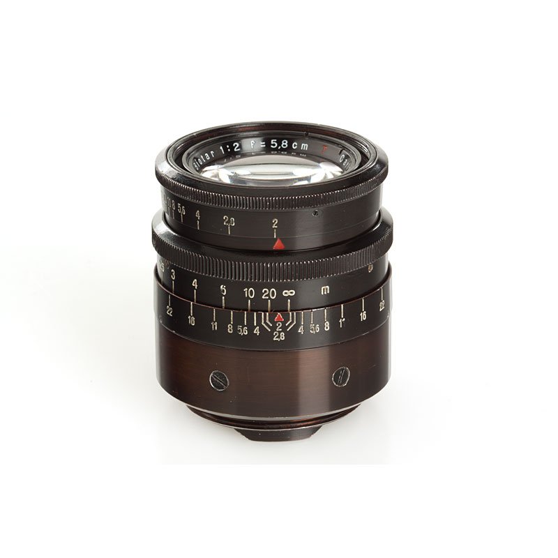 Carl Zeiss Jena Biotar 2/5.8cm T, no. 3277101: converted all-black Biotar in RF coupled M39 screw mount, some cleaning marks