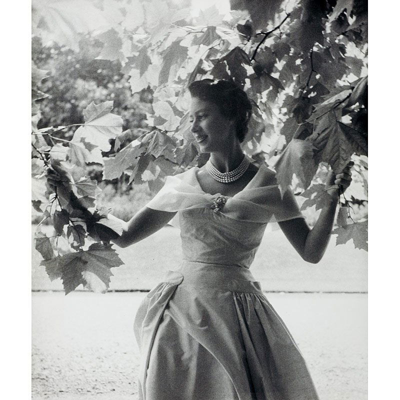 Princess Margaret, Clarence House: Cecil Beaton (1904 - 1980) , Princess Margaret, Clarence House, Vintage silver print, July 19th, 1955, 22,2 x 18,6 cm (8,74 x 7,32 in.), Press label with photographer's credit and 'Associated Press Ph