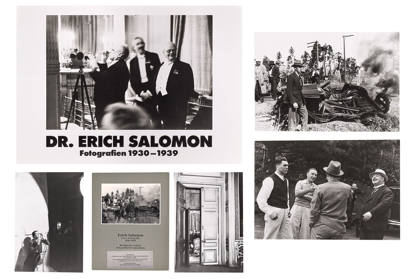 Erich Salomon 1986 Photokina Exhibition set *: Very rare documents from the Erich Salomon exhibition 'Leica Fotografie 1930-1939' showed during the 1986 Photokina in Cologne, Dr. Erich Salomon (1886-1944) was a German photographer and jurist, cons