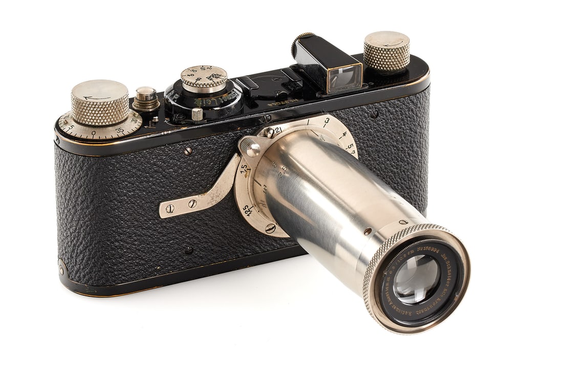 Leica I Mod. A with Radionar Anastigmat 6.3/10.5cm: Interesting Leica I Mod. A 7th version (see von Einem 'Die 10 Varianten der klassischen Leica I A mit Elmar 1:3.5 F=50mm') in very good condition, originally fitted with an Elmar 3.5/50mm and delivere