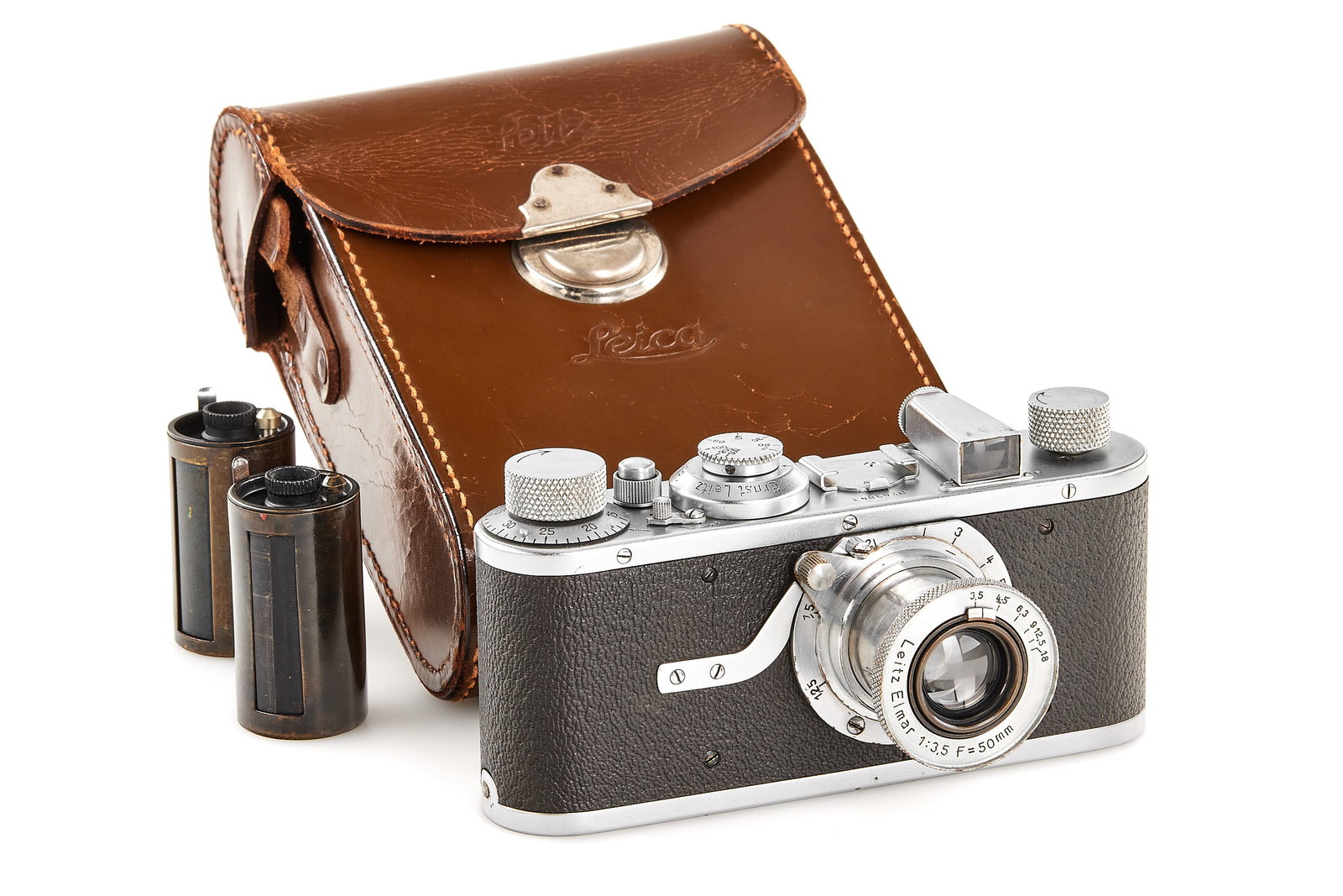 Leica I Mod. A Elmar chrome *: A rare Leica I Mod. A finished in chrome instead of the standard black paint with nickel fittings. The quality and consistency of the chrome plating — including the top plate, base plate and fitting