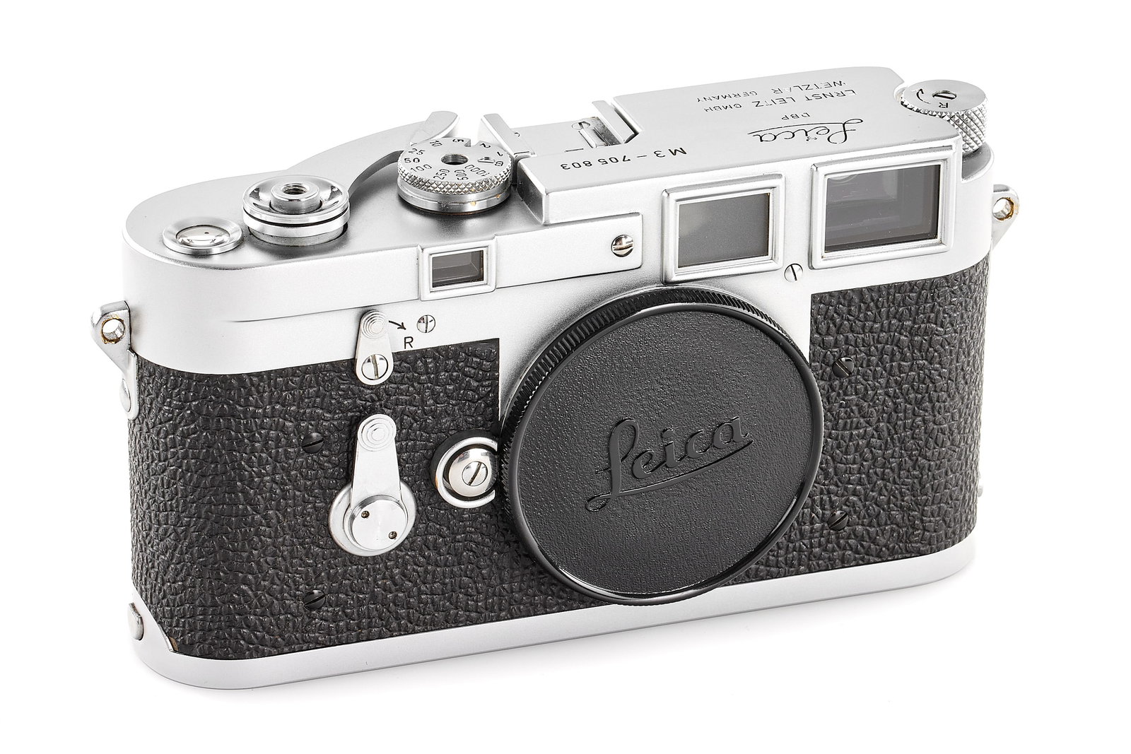 Leica M3 chrome Double Stroke *: Beautiful early double-stroke M3 chrome in almost mint condition with light signs of use, still in original condition with all early features such as no frame selector, no black wax seal on the bayone