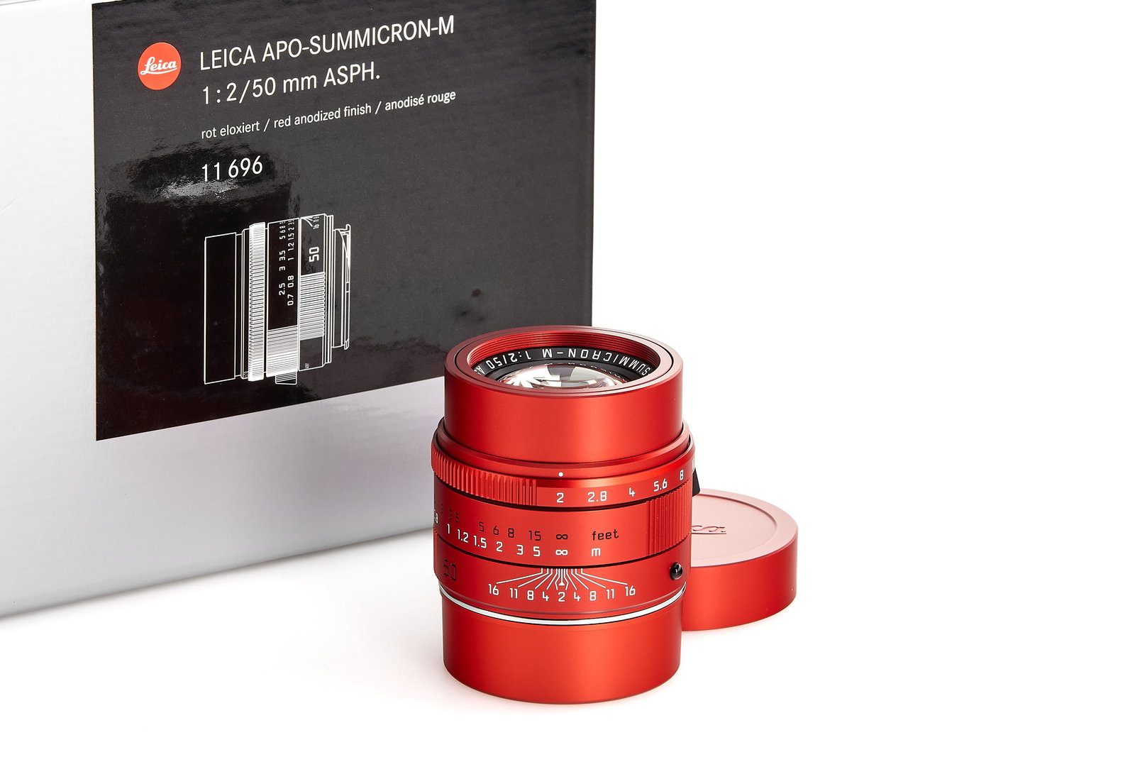 Leica APO-Summicron-M 2/50mm ASPH. – Red Anodized, Limited Edition *: Extremely rare special edition of the legendary APO-Summicron-M 50 mm f/2 ASPH., in a striking red anodised finish. Produced in a strictly limited series of 100 pieces worldwide and introduced in