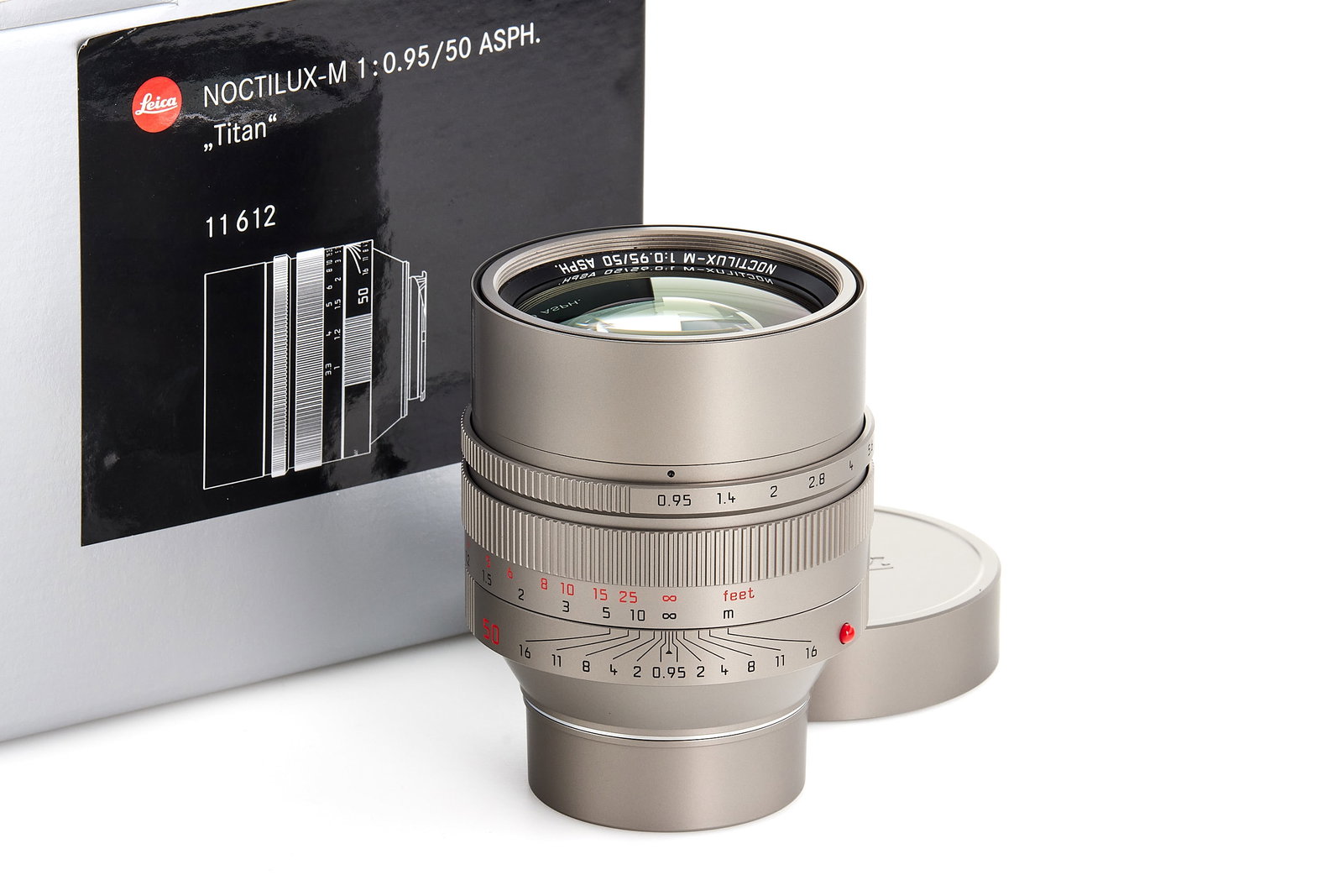 Noctilux 0.95/50mm ASPH. 11612 Edition 'Titan' prototype *: Extremely rare second of 2 prototypes of the Noctilux 0.95/50mm in titanium finish edition limited to only 100 units, in unused condition, with serial number no.4836283 and special number P2/2 (P for 