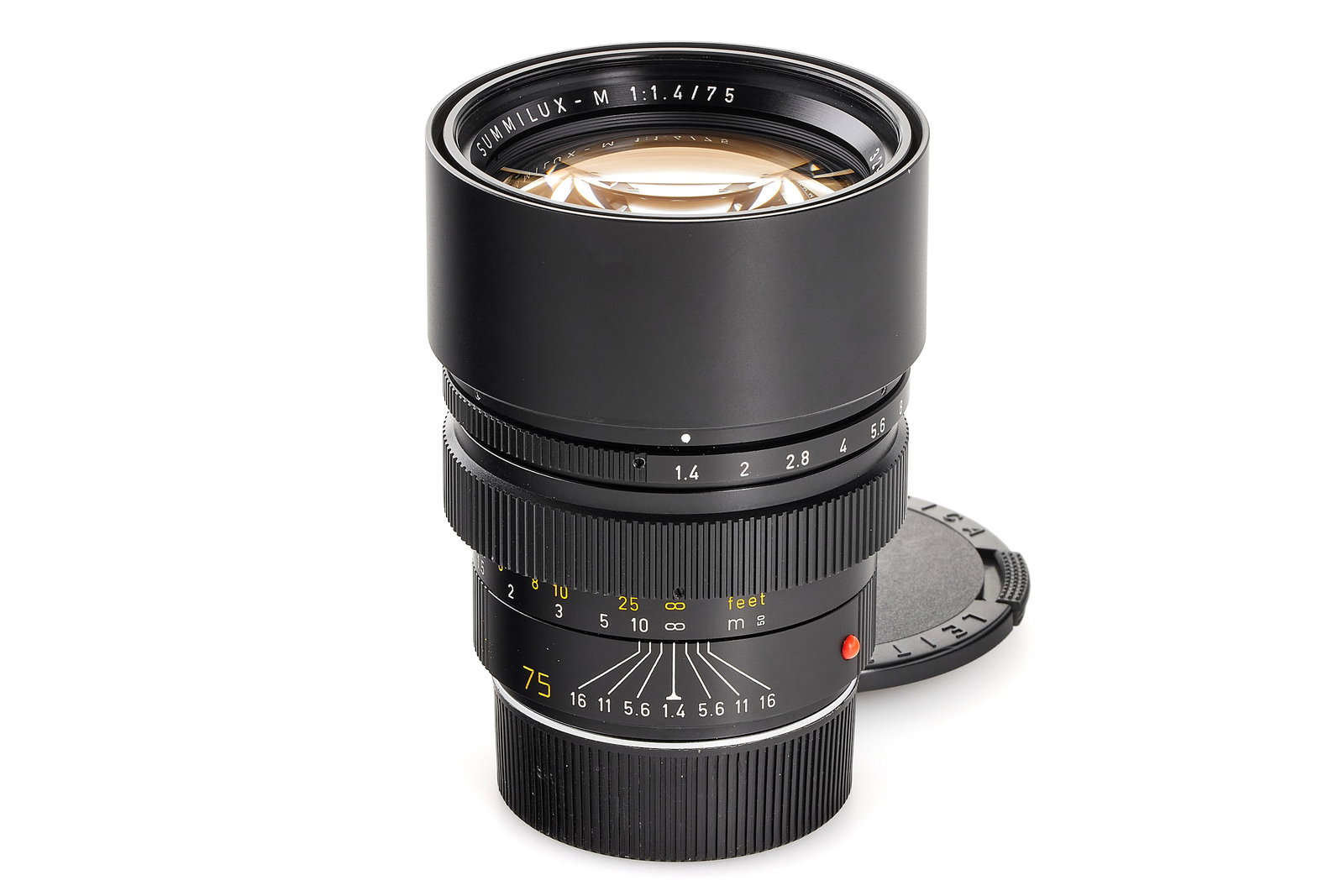 Summilux-M 1.4/75mm 11815: A classic portrait lens in beautiful, mint condition, very good optics, with both caps, warranty card and maker's box. SN: 3259047