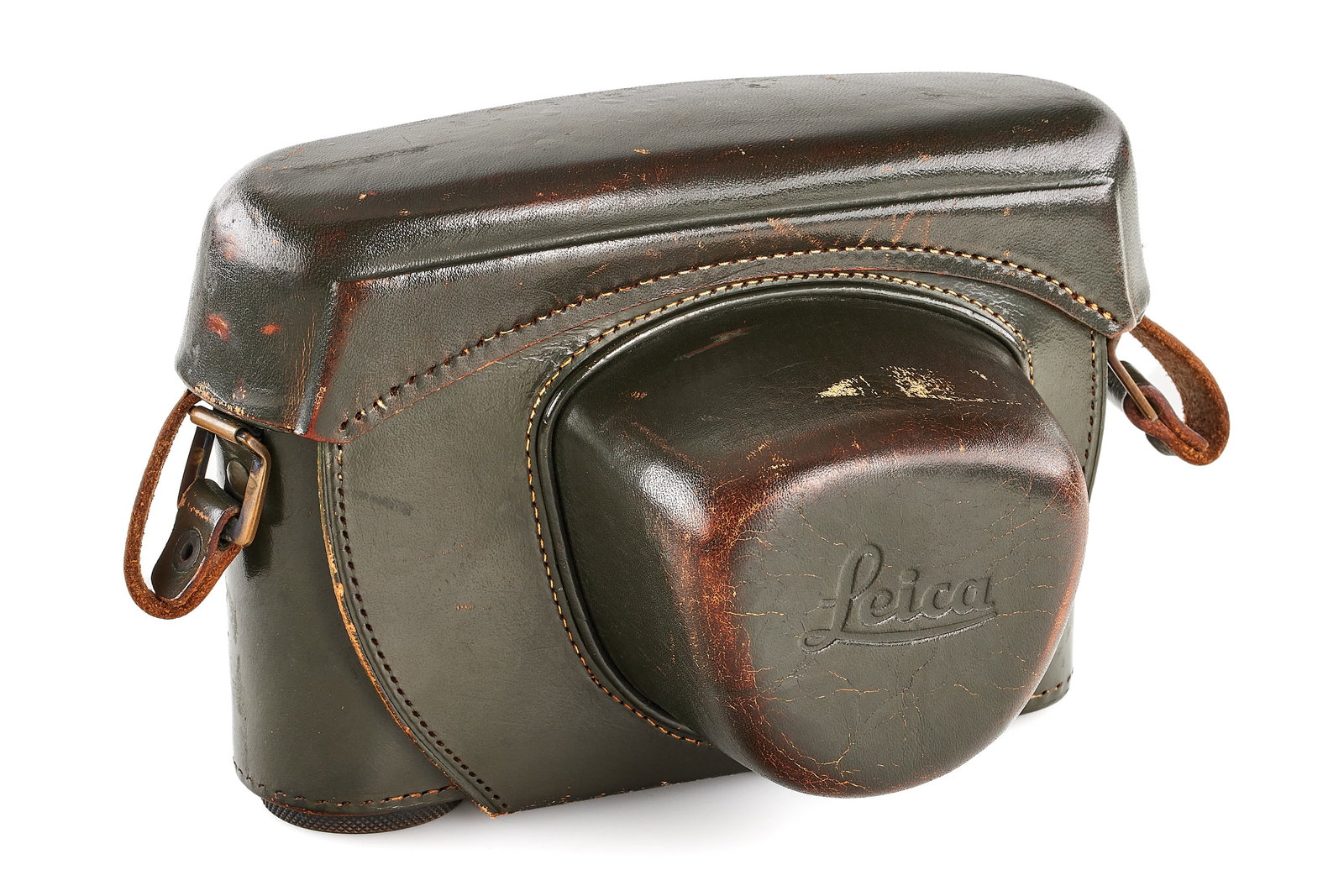 Leica Eveready Case for M3/M1 olive Bundeseigentum *: A very rare original olive-green ever-ready case for the M3 and M1 cameras made for the German Army, in good condition, stamped on the back 'Bundeseigentum'.
