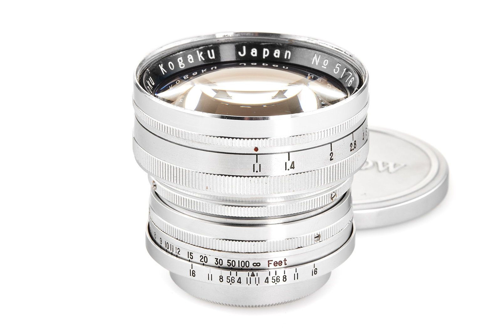 Teikoku Kogaku f. Leica M39 Zunow 1.1/5cm chrome *: Very rare fast lens RF coupled mount for Leica M39, in near-mint condition, version with flat rear lens, very good optics with only minimal cleaning marks, including original front cap and rear cap. S
