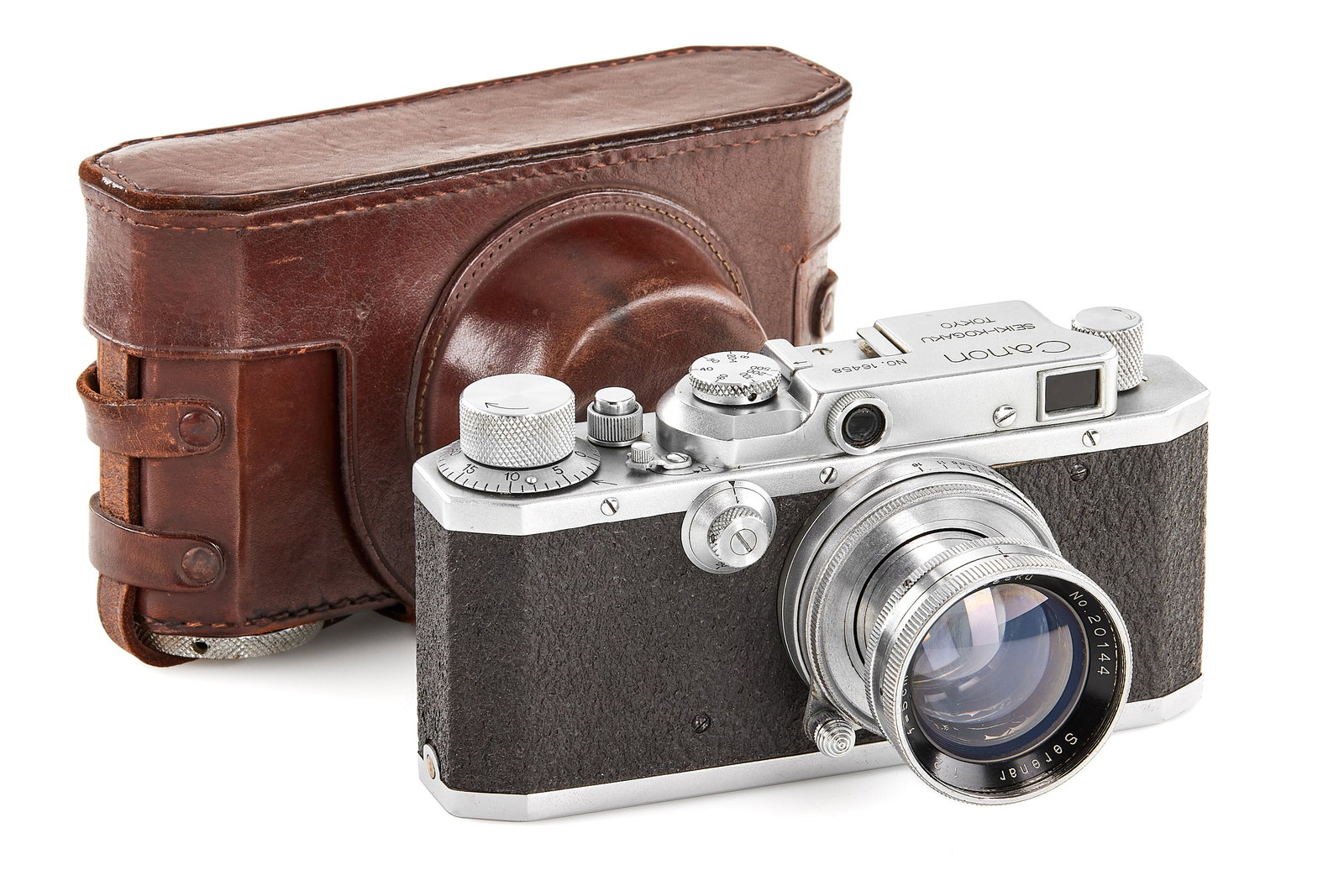 Canon S-II Seiki-Kogaku Tokyo *: A rare, 'Seiki-Kogaku Tokyo' export version marked on the base plate with 'Made in occupied Japan', together with very rare Seiki-Kogaku Serenar 2/5cm no.20144 (only around 200 of these lenses were ma