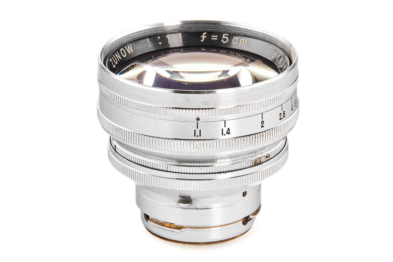 Zunow Opt. f. Contax Zunow 1.1/5cm 'Ping Pong Ball' Type 2 *: Rare, fast lens for Contax (only a few lenses known to exist in this mount!), also known as the 'pin-pong ball' version due to its prominent round rear element, second version in very good condition, 