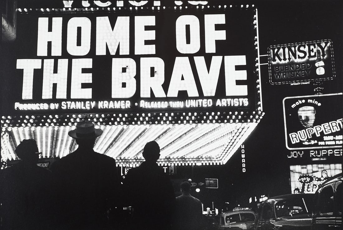 LOUIS FAURER (1916–2001) - "Home of the Brave", Times Square, New York 1950: Gelatin silver print, printed 1981 17,9 x 26,6 cm (7 x 10.5 in) Signed, titled and dated by the photographer in pencil on the reverse PROVENANCE The Hulett Collection, U.S.