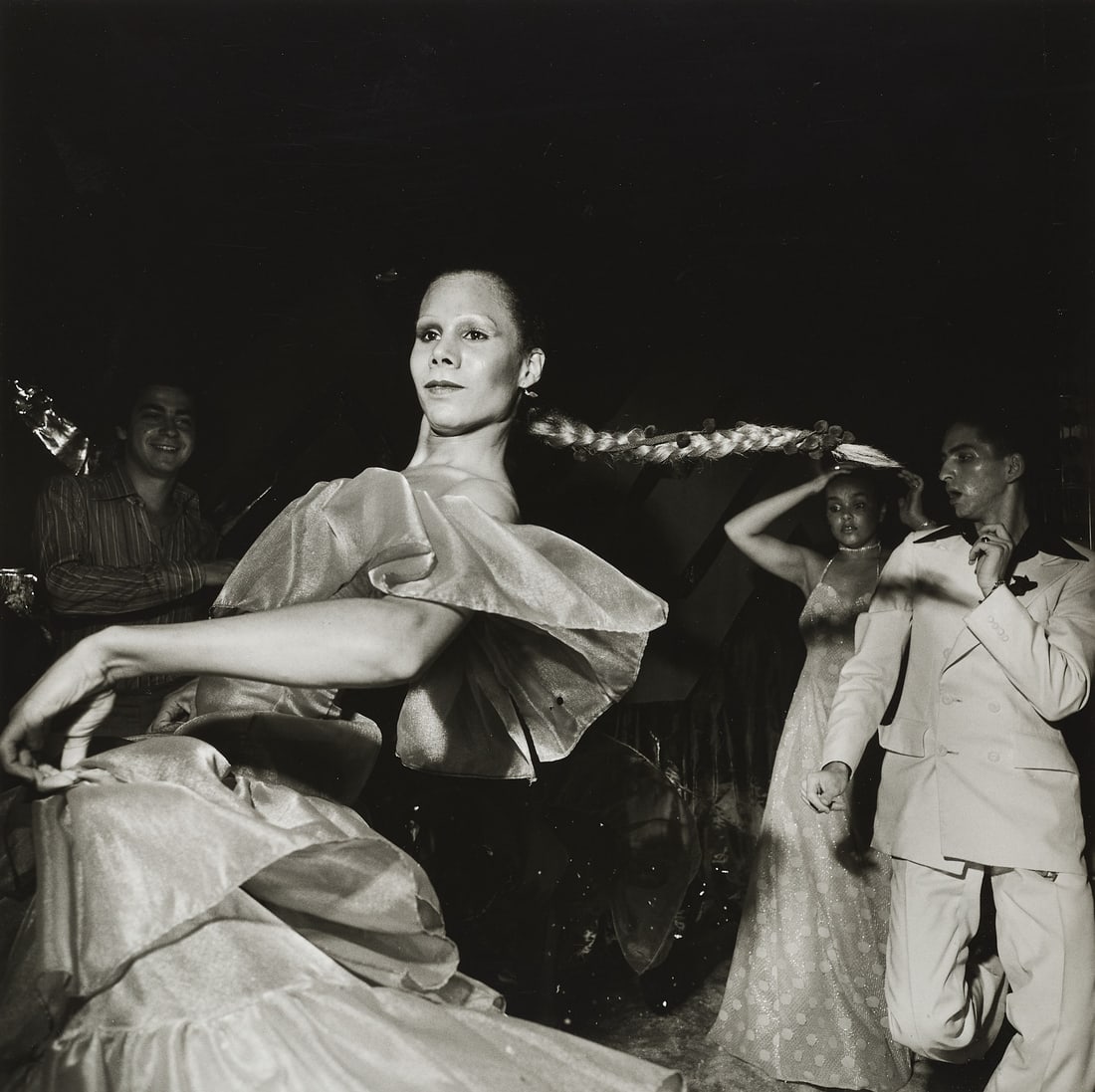 LARRY FINK (1941–2023) - Studio 54, New York 1977: Gelatin silver print, printed in the early 1990s 24,7 x 24,7 cm (9.7 x 9.7 in) Signed, titled and dated by the photographer in pencil on the reverse