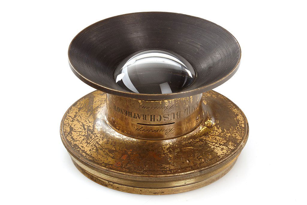 Emil Busch Pantoscop: large Pantoscop for waterhouse stops, lens diameter c.6cm, approx. 35cm focal length, total height 8cm, total front diameter 12cm, c.1870