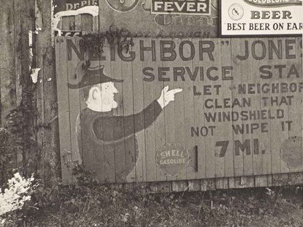 WALKER EVANS (1903–1975): ‘Neighbor Jones Service’, 1936, Vintage silver print, 17,1 x 22,9 cm, Photographer's estate stamp with handwritten archive numbers “XXI” and “98” on the reverse, blacklight tested, the sta