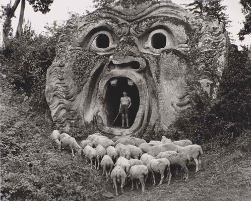 HERBERT LIST (1903–1975): Mostro im Garten des Palazzo Orsini, Bomarzo 1952 , Gelatin silver print, printed in the 1990s by Max Scheler, 25,6 x 31,8cm, Photographer's estate stamp with handwritten title, ed. no. and date on th