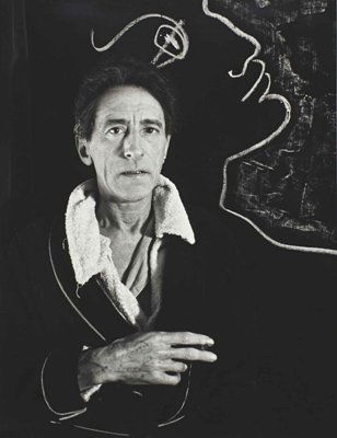 HERBERT LIST (1903–1975): Jean Cocteau, Paris 1948 , Gelatin silver print, printed in the 1990s, 29,8 x 22,7 cm, Photographer's estate stamp with handwritten title, ed. no. and date on the reverse, signed by Max Scheler in ink
