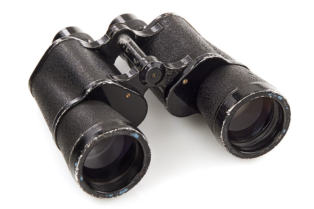 Srb & Stys Prague 7x50 German WWII Marine Binoculars: WWII German Marine binoculars engraved with eagle and swastika and 'M' (Marine) on the left side and with 'N' (Nordsee) on the right side, optics with tiny separation and minimal haze, c.1940, no. 337