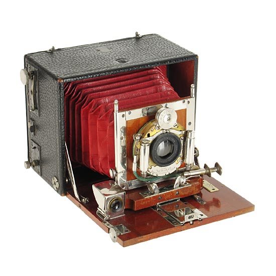 Hugo Stoeckig Union 27: 9x12cm, Ernemann two shutter camera produced for Stoeckig, similar to Heag VI with Meyer Anastigmat 7.2/135mm no.18807, shutter curtain defective (condition: B+, serial no: 112396, c.1905) Hugo Stöck