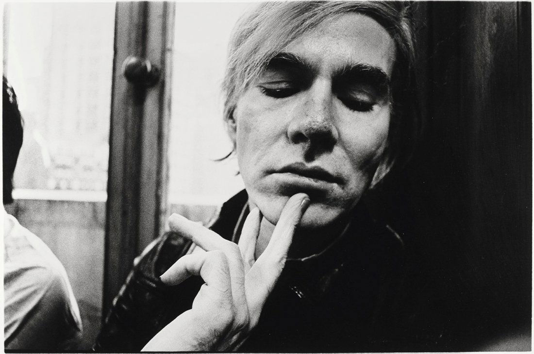 WILL MCBRIDE (1931–2015): Andy Warhol in the Factory, Union Square, New York 1969, Gelatin silver print, printed in 2012 35,4 x 53,2 cm Signed, annotated, dated and dedicated by the photographer in pencil on the reverse