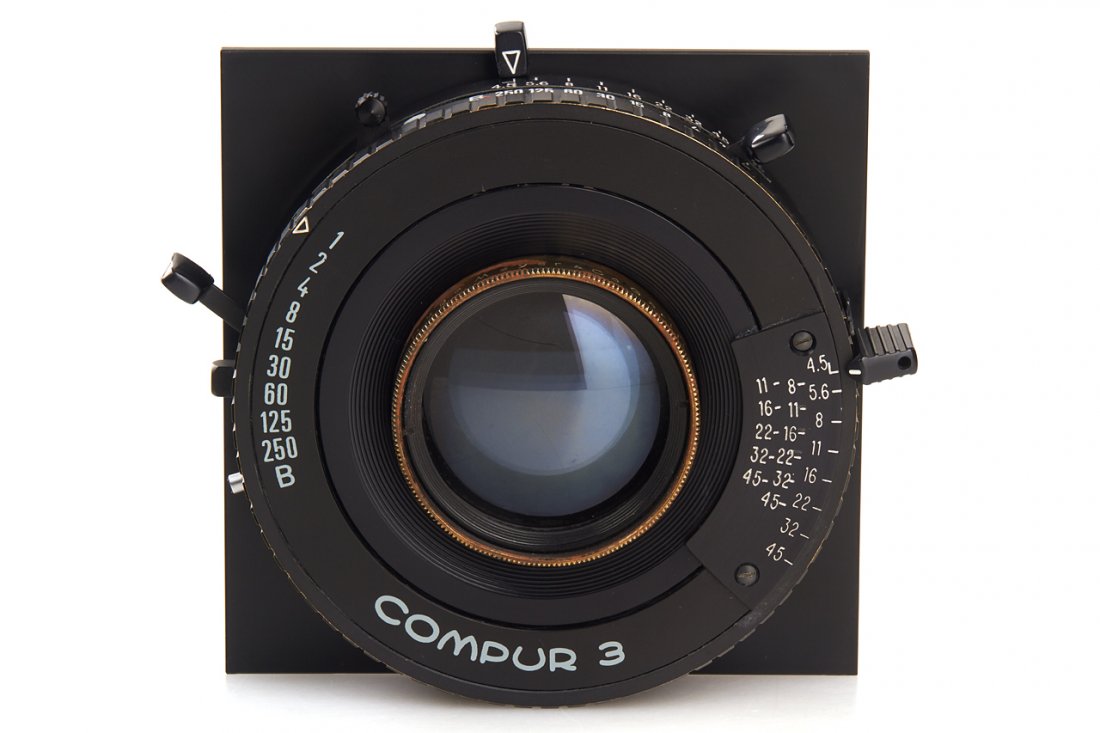 Hugo Meyer Plasmat Satz 4.5/17.3cm: convertible lens set with Plasmatlinse 11/36cm and Plasmatlinse 8/25cm (matching serial numbers), in very good condition, clean optics (only few cleaning marks) in perfectly working Compur 3 shutter (