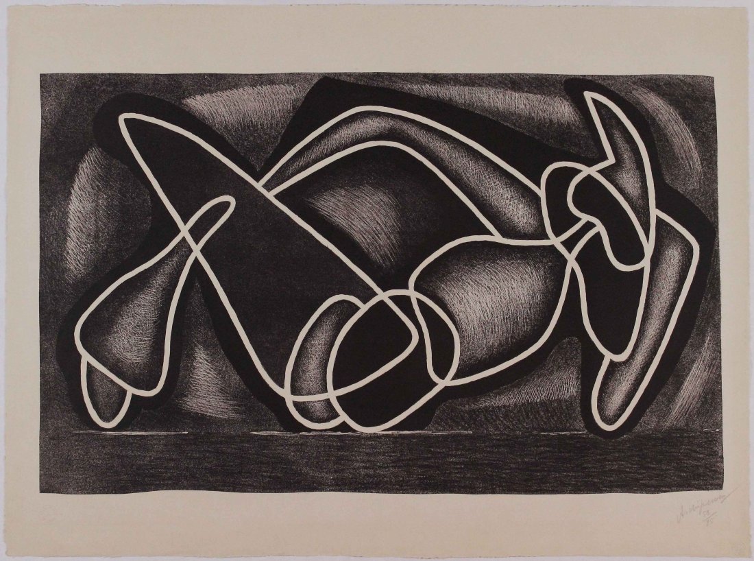 Alexander ARCHIPENKO - Circled forms, 1963: Alexander ARCHIPENKO Formes encerclÃ©es (Circled forms), 1963 Colour lithograph Signed on bottom right in pencil by the artist Numbered 58/75 Certificate of authenticity provided Dimensions of the p