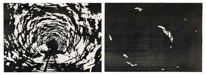 Tobias PUTRIH "Reprojection II", signed woodcut: Tobias PUTRIH Reprojection I, woodcut, 76 x 53.5 cm. / 29.9 x 21.1 inches, edition 20, signed and numbered, 2011