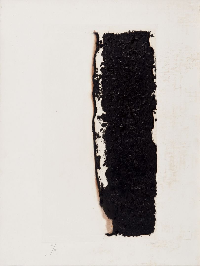 ALBERTO BURRI Citt di Castello 1915 - Nizza: ALBERTO BURRI Citt di Castello 1915 - Nizza 13 febbraio 1995 Combustione 1965 Etching ex 32/80 Sheet cm 64 x 48 Image cm 52 x 27 Signature lower right side