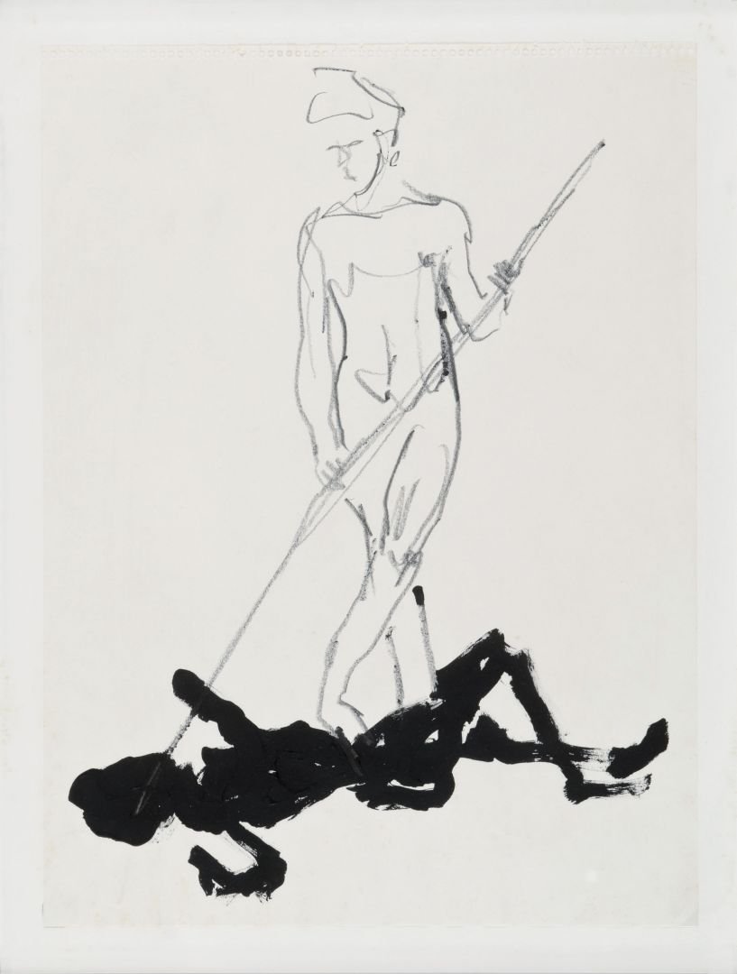 NINO LONGOBARDI Napoli 1953 Figures, 1982: NINO LONGOBARDI Napoli 1953 Figures 1982 Ink and pencil on paper cm 48 x 36 Signature and date on the back