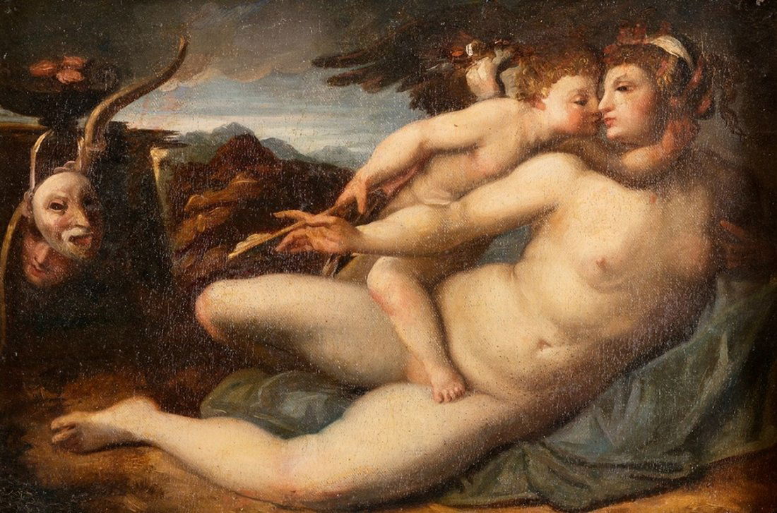 AGNOLO BRONZINO Follower "Amore e Psiche": AGNOLO BRONZINO FollowerFirenze 1503 - 1572Love and PsycheOil on canvas cm 19,5 x 28