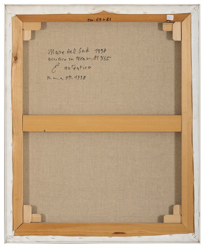 ANTONIO CORPORA "Mare del Sud" 1998: ANTONIO CORPORATunisi 1909 - Roma 2004Mare del sud 1998Acrilyc on canvas 81 x 65Signed lower rightSigned for authenticity and title on the bac