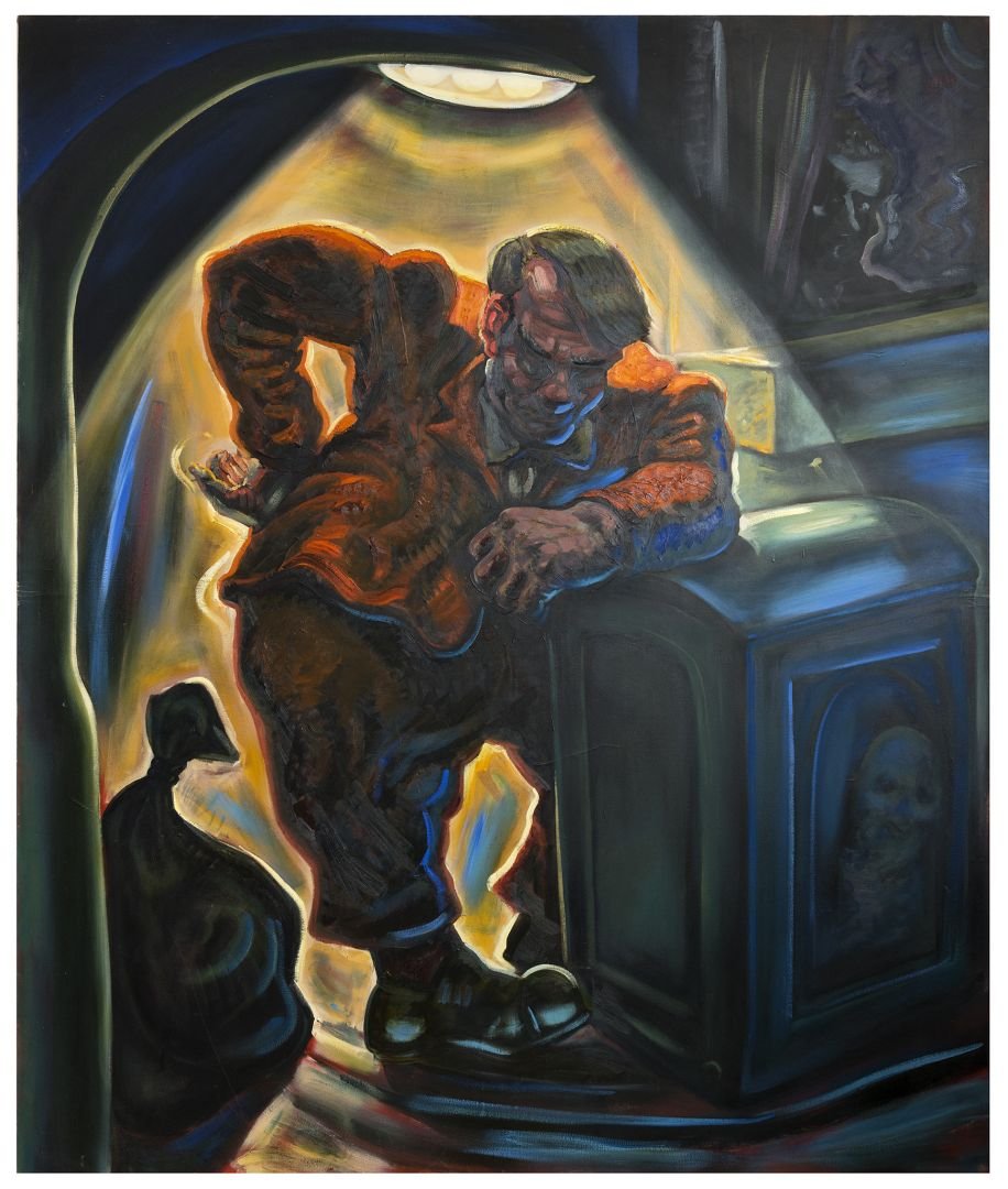 PETER HOWSON Olio materico su tela 252 x 214: PETER HOWSON Londra 1958 Journey 's end 1984 circaÂ Oil on canvas cm 252 X 214 Provenance Flower Gallery London Bought from Flower Gallery London by the Medusa Gallery Rome Private Collection Exhib