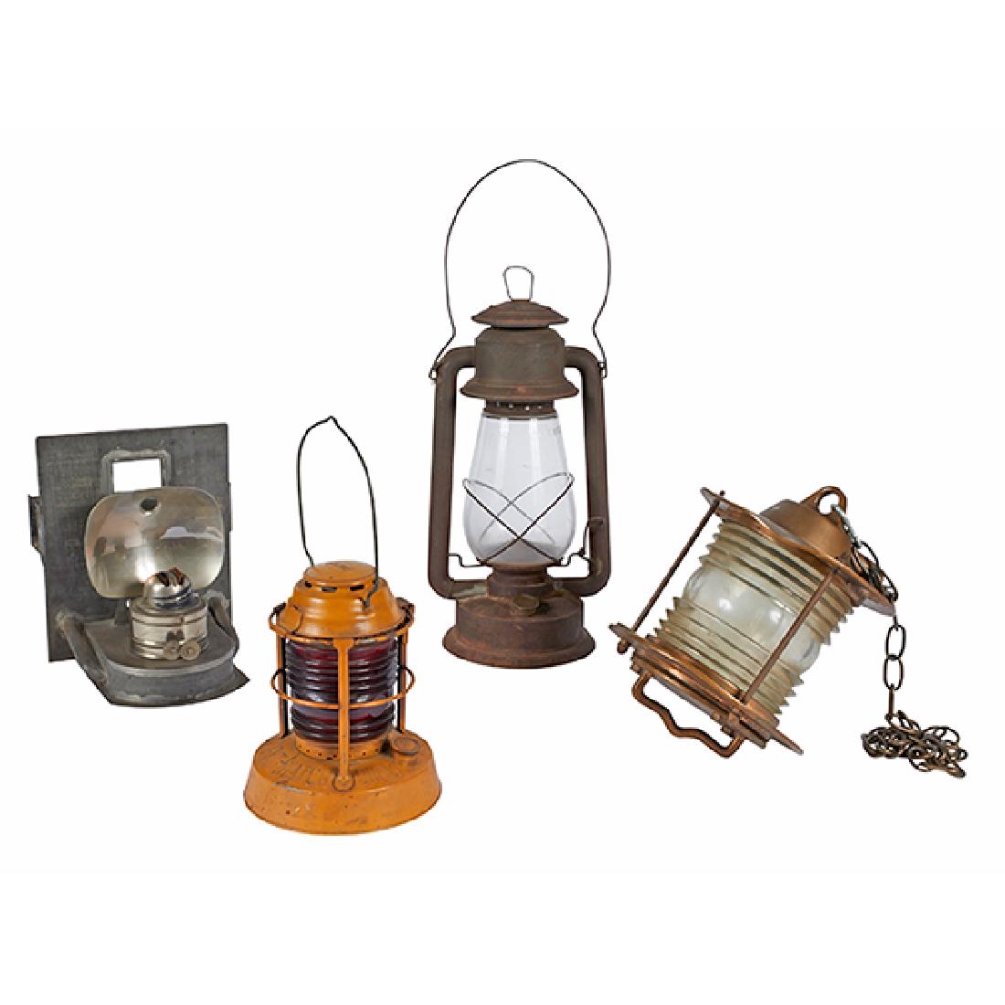 Antique Nautical / Railroad, lanterns, group of four, (1 of 1)