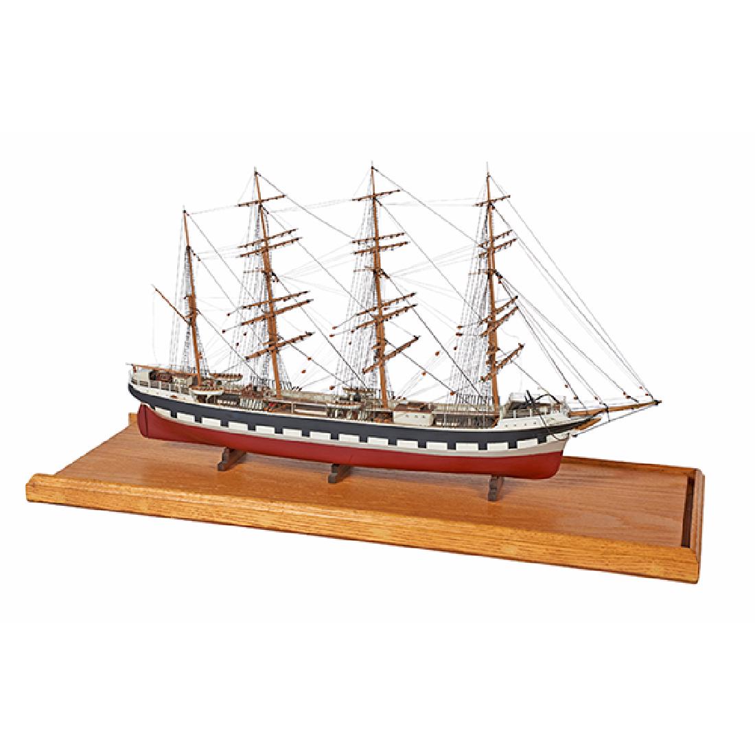 Vintage Nautical, Hull Model of a sailboat with four (1 of 1)