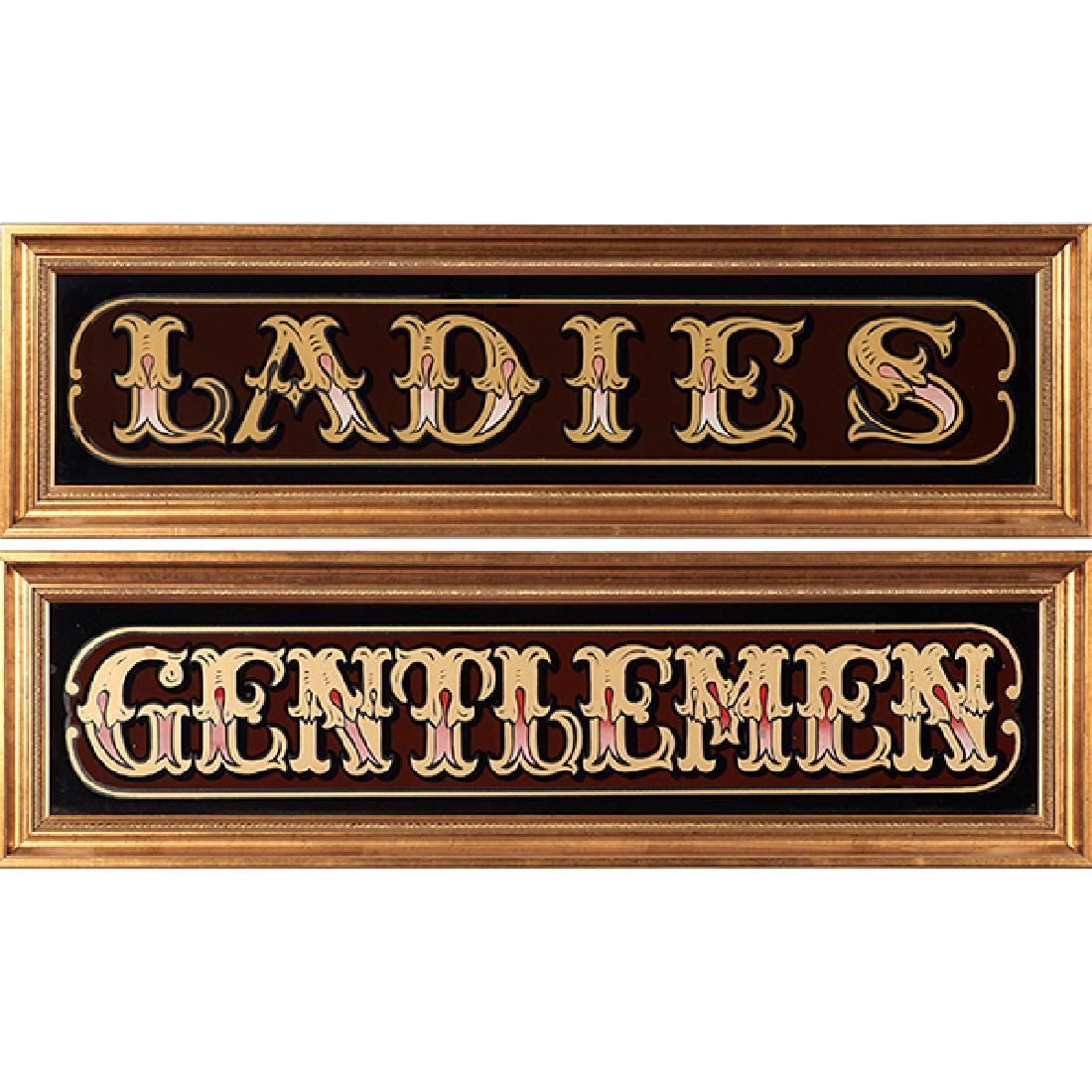 Bar Accessories, A pair of reverse painted glass Ladies (1 of 1)