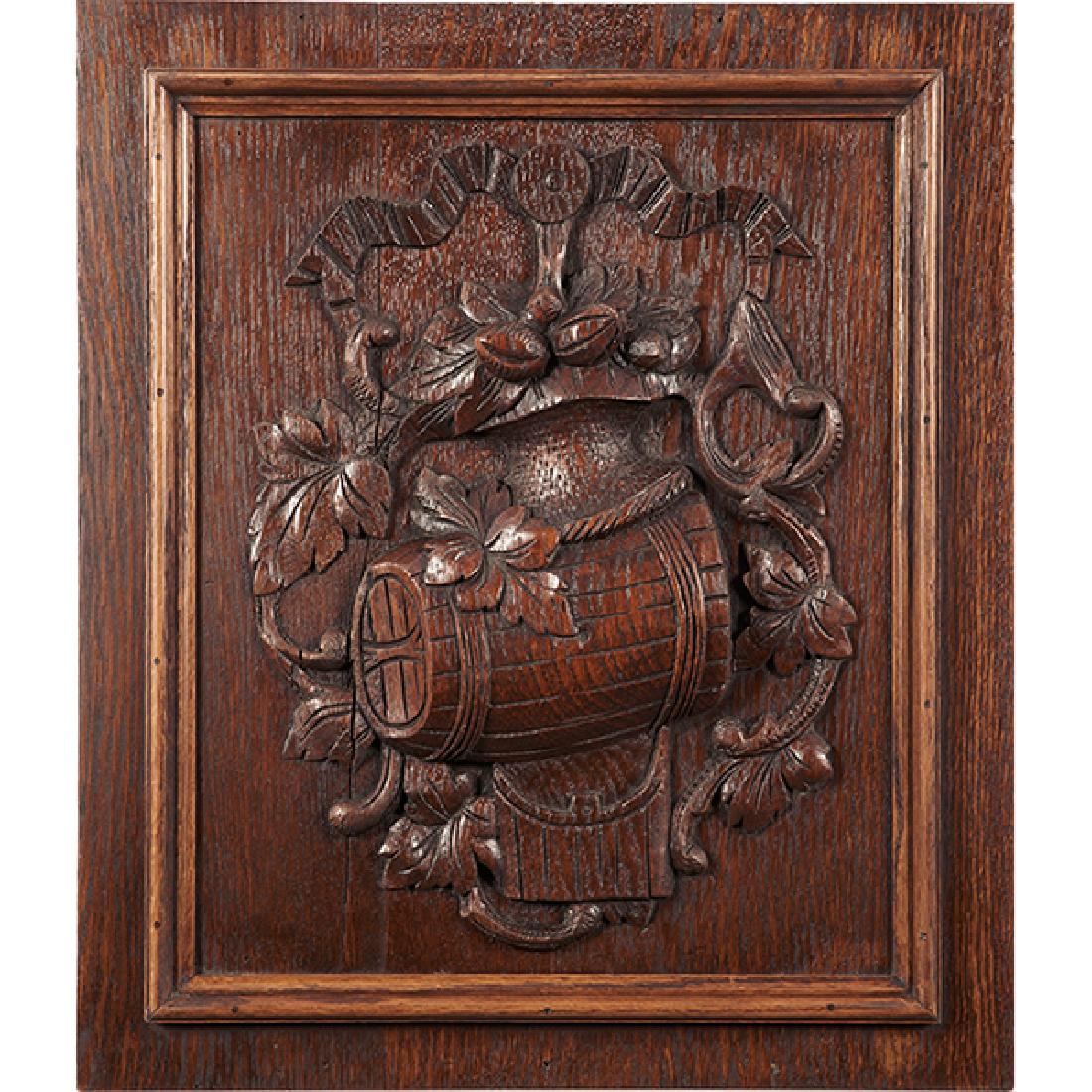 Antique, harvest themed relief panels depicting a (1 of 2)